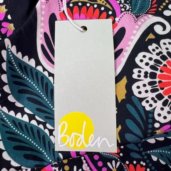 Boden Maxi Dress Open Back Cutout Paisley Floral Black Plus 20 22 NWT Pockets - Picture 15 of 16